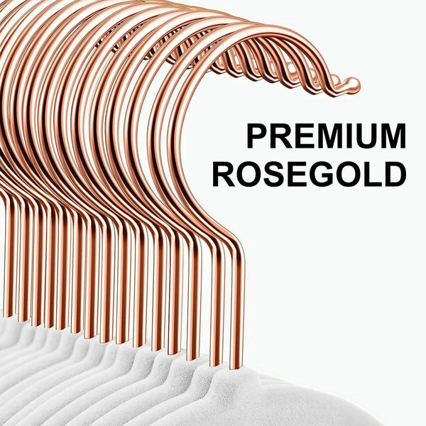 44.5cm Slim-Line White Suit Hanger with Rose Gold Hook Sold in Bundles of 20/50/100 - Mycoathangers