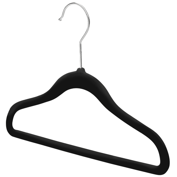 11.5'' Kids Size Slim-Line Black Suit Hanger with Chrome Hook Sold in Bundles of 20/50/100