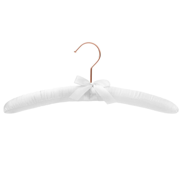 38cm White Satin Hangers w/Rose Gold Hook- Sold in Bundle of 10/20/50 - Mycoathangers