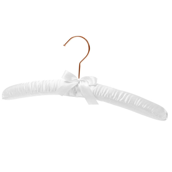 15'' White Satin Hangers w/Rose Gold Hook- Sold in Bundle of 10/20/50