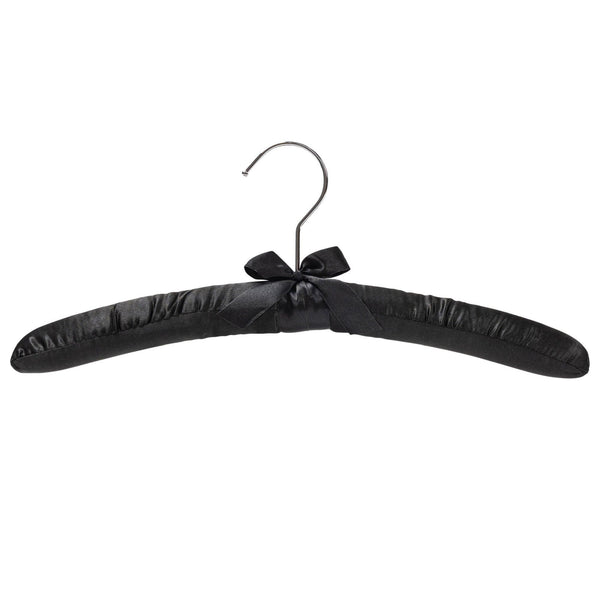 38cm Black Satin Hanger w/Chrome Hook-Sold in Bundle of 10/20/50 - Mycoathangers