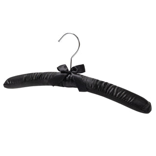 38cm Black Satin Hanger w/Chrome Hook-Sold in Bundle of 10/20/50 - Mycoathangers