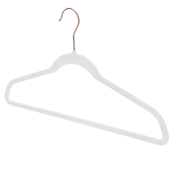 17'' Slim-Line White Suit Hanger with Rose Gold Hook Sold in Bundles of 20/50/100
