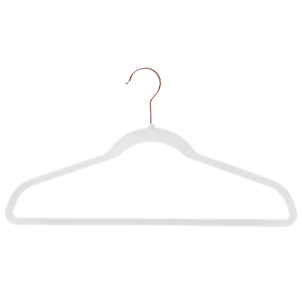 17'' Slim-Line White Suit Hanger with Rose Gold Hook Sold in Bundles of 20/50/100