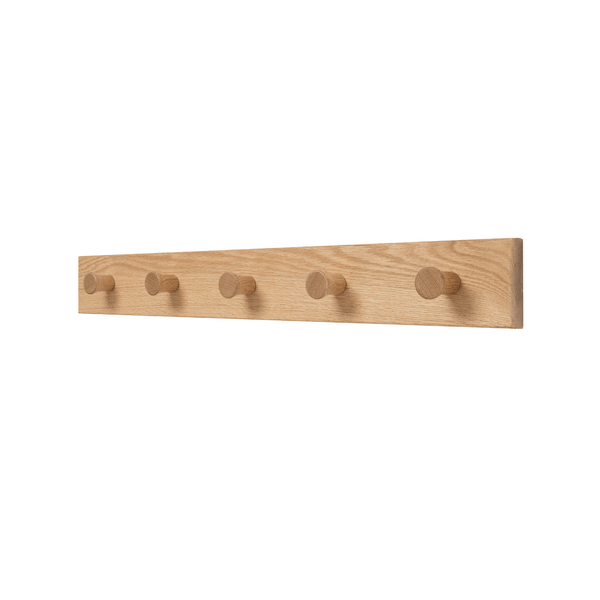 Solid Oak Wood Wall Coat Rack/Hanger With 5 Extra Thick Non Slip Pegs (77.5cm Long) - Mycoathangers