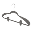 Grey Velvet Finger Clips for Velvet Coat Hangers Sold in Bundles 20/50/100 pcs