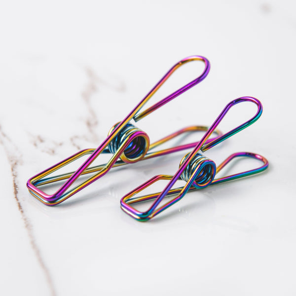 Large Size Stainless Steel Clothes Pegs Rainbow Colour Sold in 30/60