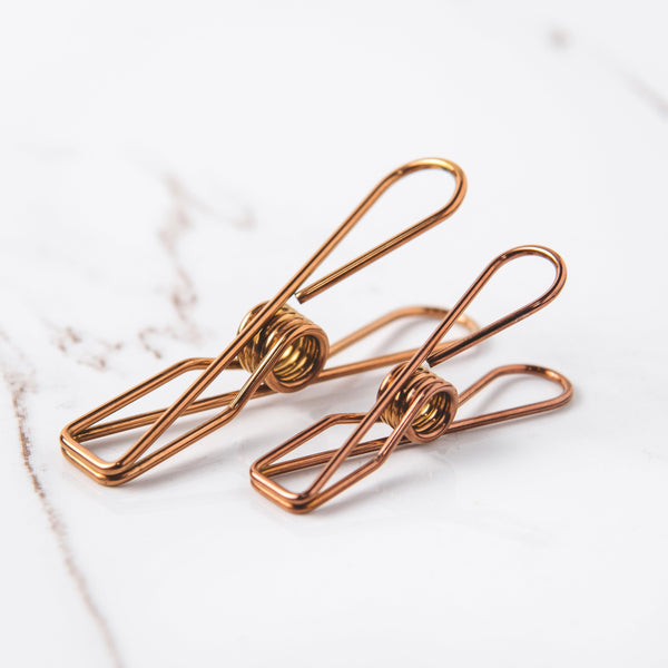 Large Size Stainless Steel Clothes Pegs Rose Gold Colour Sold in 30/60