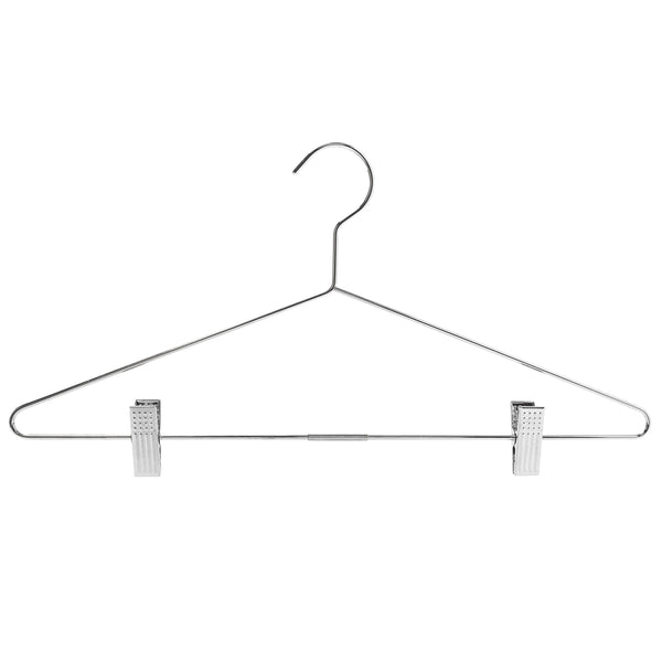 43cm Chrome Metal Combination Hanger (3.5mm thick) With Clips Sold in Bundles of 25/50/100 - Mycoathangers