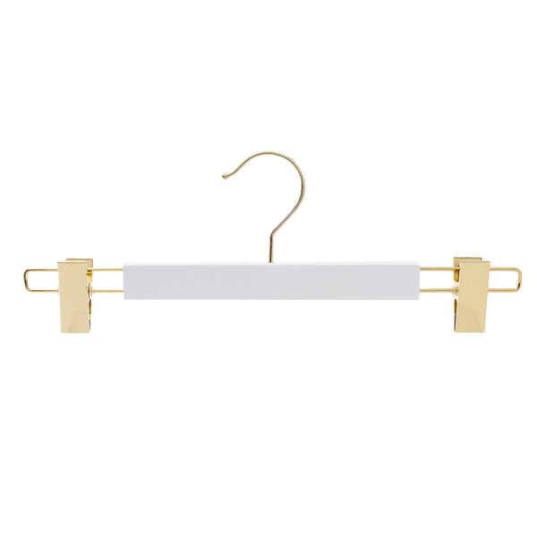35.5cm Premium White Wooden Hanger With (Gold Hook & Clips) 12mm thick Sold 25/50/100 - Mycoathangers