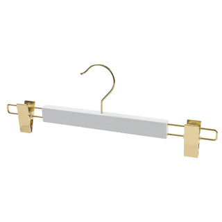 35.5cm Premium White Wooden Hanger With (Gold Hook & Clips) 12mm thick Sold 25/50/100 - Mycoathangers