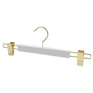 14'' Premium White Wooden Hanger With (Gold Hook & Clips) 12mm thick Sold 25/50/100