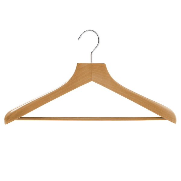 46cm Premium Natural Wooden Suit Hanger With Bar 50mm thick Sold 2/6/10/20 - Mycoathangers