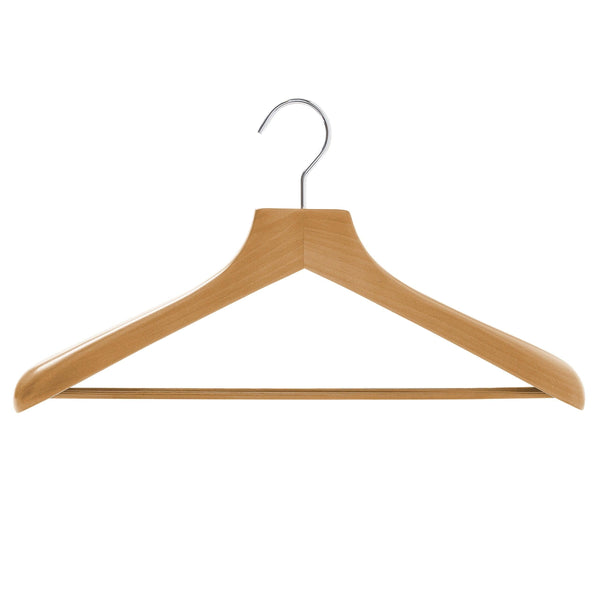 18'' Premium Natural Wooden Suit Hanger With Bar 50mm thick Sold 2/6/10/20