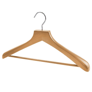 46cm Premium Natural Wooden Suit Hanger With Bar 50mm thick Sold 2/6/10/20 - Mycoathangers