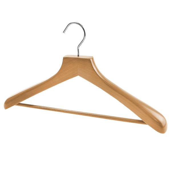 18'' Premium Natural Wooden Suit Hanger With Bar 50mm thick Sold 2/6/10/20
