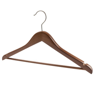 44.5cm Premium Walnut Wood Hanger With Bar 20mm Thick Sold in 10/20/50 - Mycoathangers