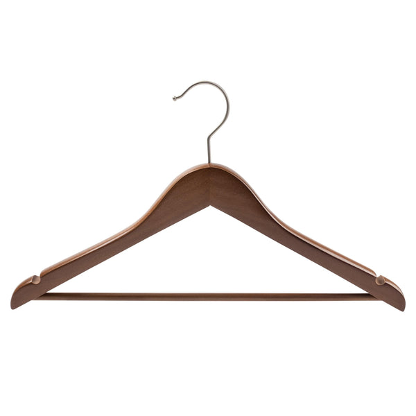 44.5cm Premium Walnut Wood Hanger With Bar 20mm Thick Sold in 10/20/50 - Mycoathangers