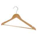17'' Natural Wooden Suit Hanger With Bar 14mm thick With Soft Rubber Sold in 25/50/100