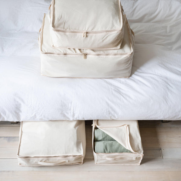 LUSH 10oz Extra Thick Pure Natural Cotton Storage Bags - Medium - ( Enhanced Zip Line & Extra Thick Handles)