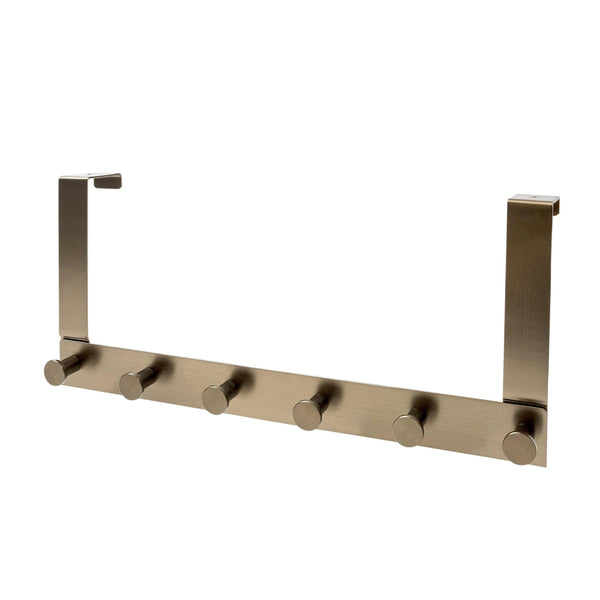 Home Essential 40cm Space Aluminium Door Rack With 6 Pegs Copper Colour Sold in 1/3/5 - Mycoathangers