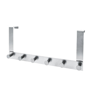 Home Essential 40cm Space Aluminium Door Rack With 6 Pegs Silver Colour Sold in 1/3/5 - Mycoathangers