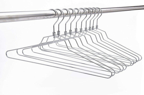 17'' Chrome Metal Hanger (3.5mm thick) With Bar Sold in Bundles of 25/50/100