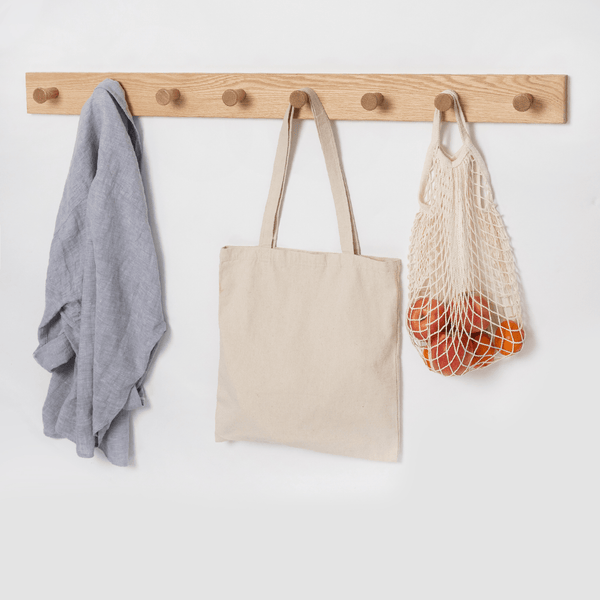 Solid Oak Wood Wall Coat Rack/Hanger With Extra Thick Non Slip