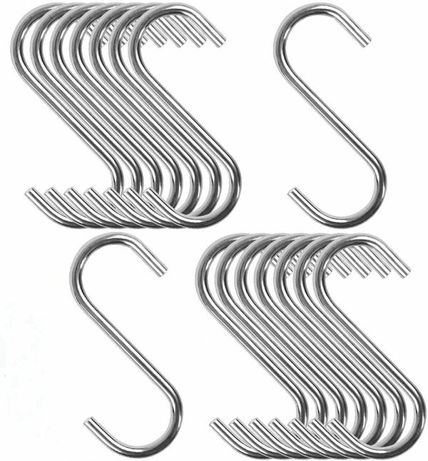 Medium Size Heavy Duty S Metal Hooks - 304 Stainless Steel with 4mm Thick- Sold in 5/25/50