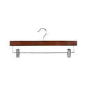 14'' Walnut Wooden Pant Hanger With Clips Sold in Bundle of 25/50/100